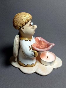 Янгол-хлопчик з сердечком на хмаринці (аромалампа затемнена) - зображення 2