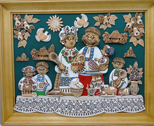 Сім'я велика з 5 дітками за столом (40*55 см) - зображення 1