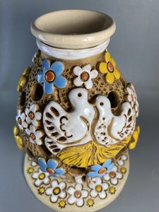 Українська хатинка з голубами та квітами (кругла 15 см.) - зображення 3
