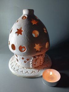 Біла зоряна хатинка маленька кругла (14 см. глазурована) - зображення 2