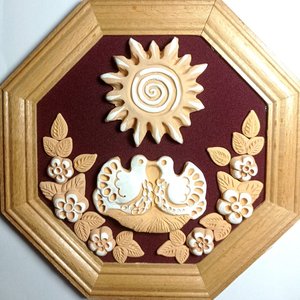 Пара голубів в гніздечку (18 х 18 см. серезні восьмикутні) - зображення 2