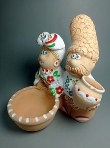 Пара з сільничкою та горщиком  (15 см. господар та господиня) - зображення 2
