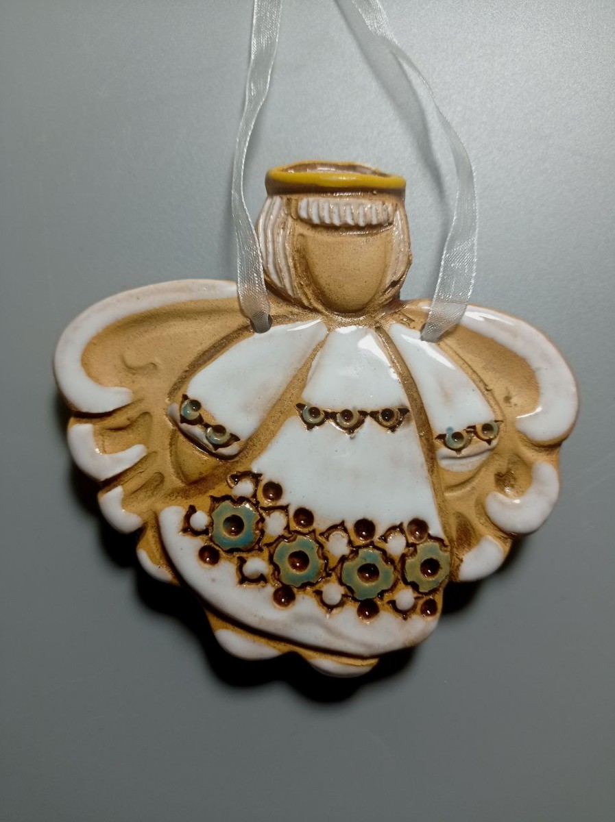 Янгол-підвісочка хлопчик з німбом 10 см. (білий газурований) - зображення 1