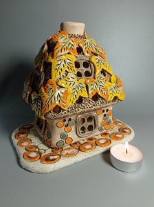 Хатинка під кленовим листям осіння (15 см. прямокутна) - зображення 2